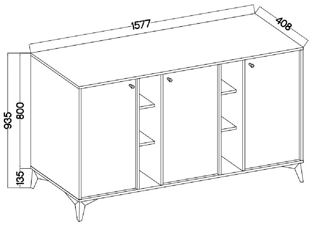 Nowoczesna komoda TOKYO 158 cm, do salonu, do przedpokoju, eukaliptus, nogi rozgwiazda | Komody na nóżkach Desire Furniture