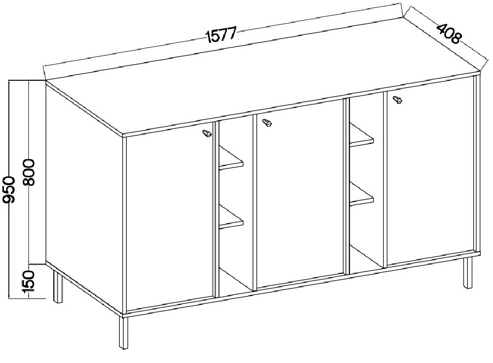 Nowoczesna komoda TOKYO 158 cm, do salonu, do przedpokoju, beż piaskowy, nogi proste | Komody na nóżkach Desire Furniture