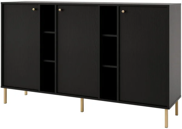 Nowoczesna komoda TOKYO 158 cm, do salonu, do przedpokoju, czarny grafit, nogi proste