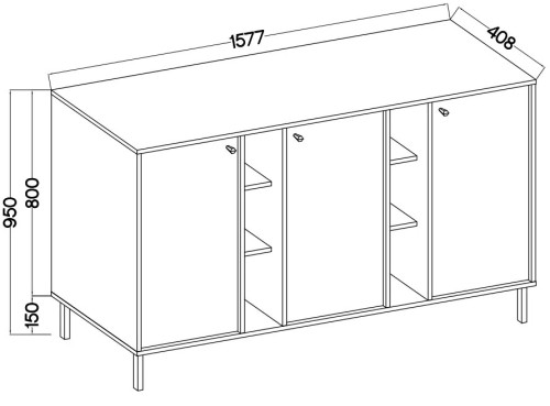 Nowoczesna komoda TOKYO 158 cm, do salonu, do przedpokoju, eukaliptus, nogi proste | Komody na nóżkach Desire Furniture
