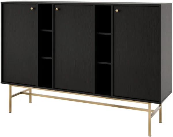 Nowoczesna komoda TOKYO 158 cm, do salonu, do przedpokoju, czarny grafit, stelaż