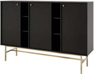 Nowoczesna komoda TOKYO 158 cm, do salonu, do przedpokoju, czarny grafit, stelaż