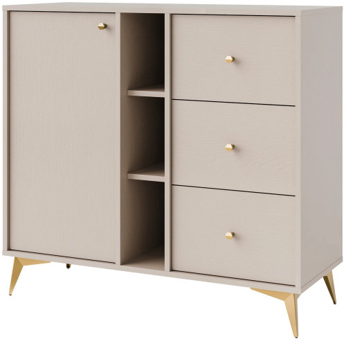 mała komoda z szufladami TOKYO 100 cm beż piaskowy nogi rozgwiazda