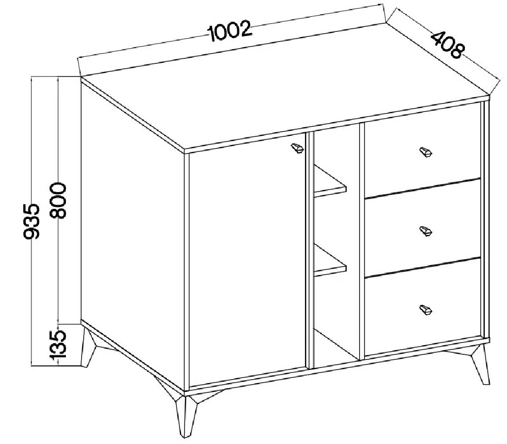 Mała komoda z szufladami w stylu nowoczesnym TOKYO 100 cm, beż piaskowy, nogi rozgwiazda | Komody z szufladami Desire Furniture