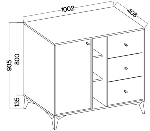Mała komoda z szufladami w stylu nowoczesnym TOKYO 100 cm, czarny grafit, nogi rozgwiazda | Komody z szufladami Desire Furniture