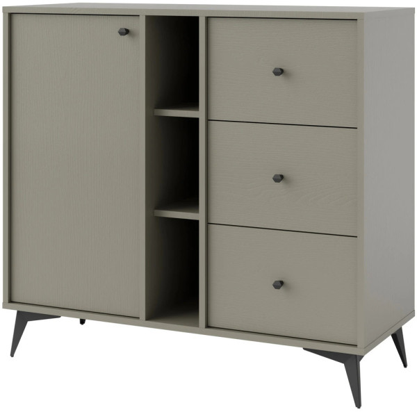 Mała komoda z szufladami w stylu nowoczesnym TOKYO 100 cm, eukaliptus, nogi rozgwiazda