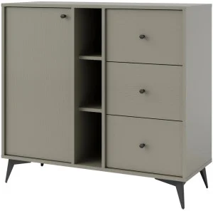 Mała komoda z szufladami w stylu nowoczesnym TOKYO 100 cm, eukaliptus, nogi rozgwiazda