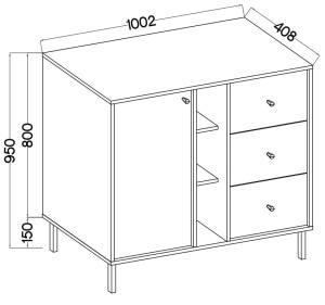 Mała komoda z szufladami w stylu nowoczesnym TOKYO 100 cm, beż piaskowy, nogi proste | Komody z szufladami Desire Furniture