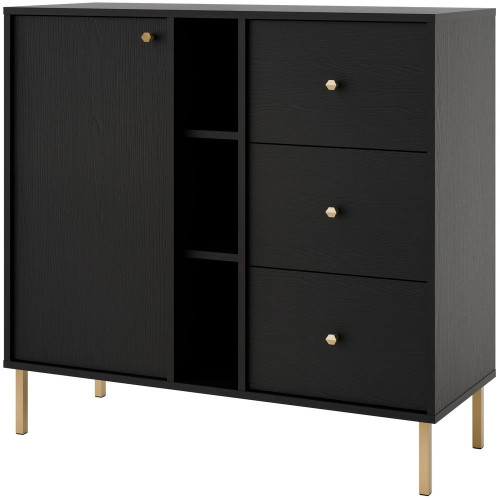 mała komoda TOKYO 100 cm czarny grafit nogi proste