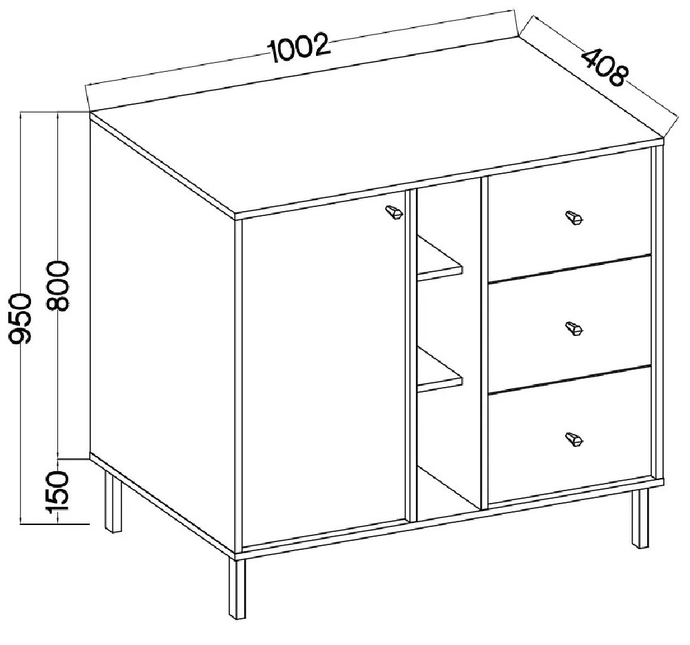 Mała komoda z szufladami w stylu nowoczesnym TOKYO 100 cm, eukaliptus, nogi proste | Komody z szufladami Desire Furniture