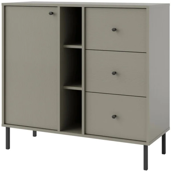 Mała komoda z szufladami w stylu nowoczesnym TOKYO 100 cm, eukaliptus, nogi proste