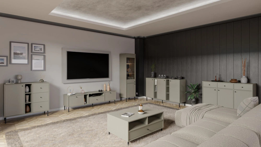 Mała komoda z szufladami w stylu nowoczesnym TOKYO 100 cm, eukaliptus, nogi proste | Komody z szufladami Desire Furniture