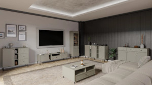 Mała komoda z szufladami w stylu nowoczesnym TOKYO 100 cm, eukaliptus, nogi proste | Komody z szufladami Desire Furniture