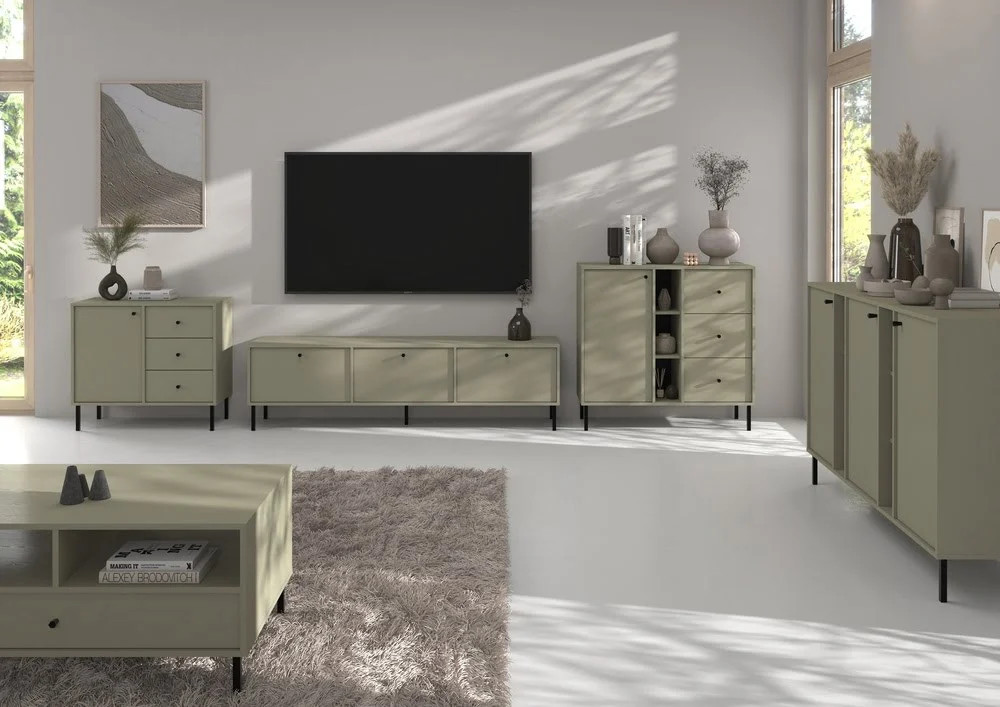 Mała komoda z szufladami w stylu nowoczesnym TOKYO 100 cm, eukaliptus, nogi proste | Komody z szufladami Desire Furniture