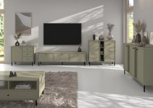 Mała komoda z szufladami w stylu nowoczesnym TOKYO 100 cm, eukaliptus, nogi proste | Komody z szufladami Desire Furniture