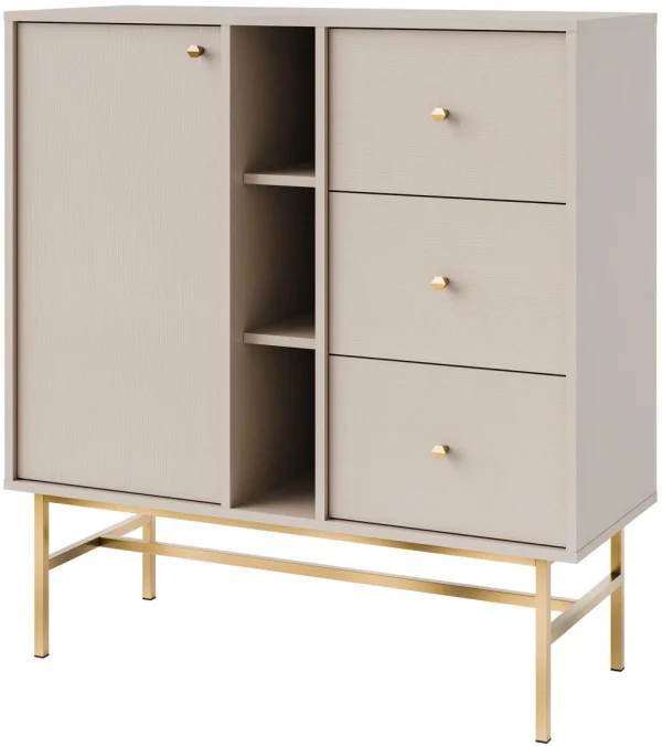 Mała komoda z szufladami w stylu nowoczesnym TOKYO 100 cm, beż piaskowy, stelaż