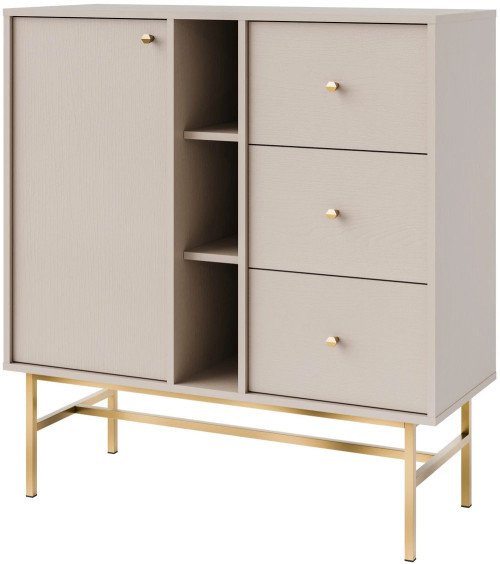 mała komoda z szufladami TOKYO 100 cm beż piaskowy stelaż