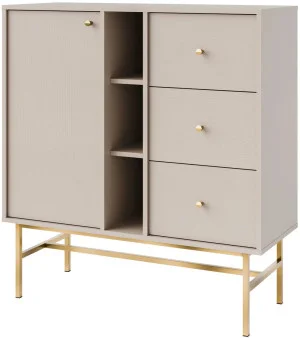 Mała komoda z szufladami w stylu nowoczesnym TOKYO 100 cm, beż piaskowy, stelaż