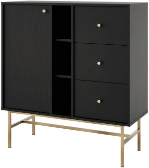 Mała komoda z szufladami w stylu nowoczesnym TOKYO 100 cm, czarny grafit, stelaż