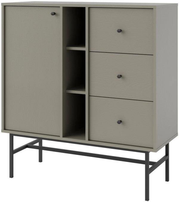 Mała komoda z szufladami w stylu nowoczesnym TOKYO 100 cm, eukaliptus, stelaż