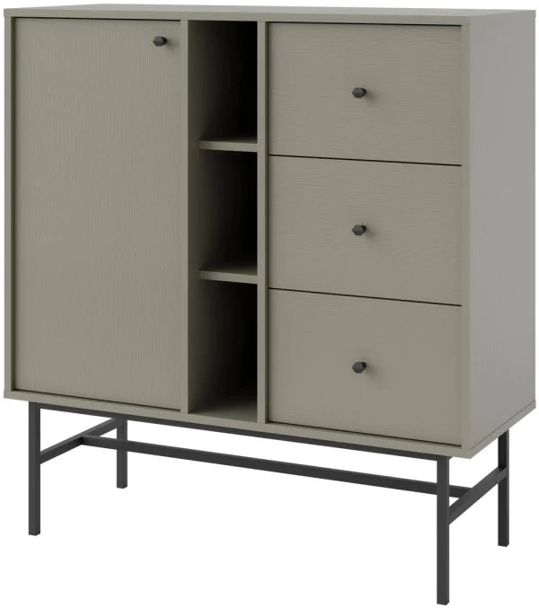 Mała komoda z szufladami w stylu nowoczesnym TOKYO 100 cm, eukaliptus, stelaż