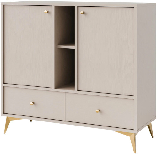 dwudrzwiowa komoda z szufladami TOKYO 100 cm beż piaskowy nogi rozgwiazda