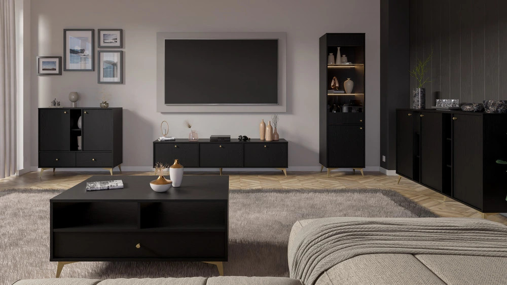 komoda z szufladami TOKYO 100 cm do salonu czarny grafit