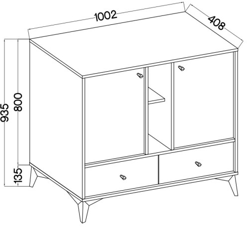 Dwudrzwiowa komoda z szufladami TOKYO 100 cm, do salonu, eukaliptus, nogi rozgwiazda | Komody na nóżkach Desire Furniture