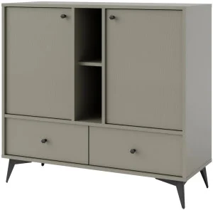 Dwudrzwiowa komoda z szufladami TOKYO 100 cm, do salonu, eukaliptus, nogi rozgwiazda