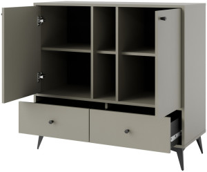 dwudrzwiowa komoda z szufladami TOKYO 100 cm eukaliptus nogi rozgwiazda