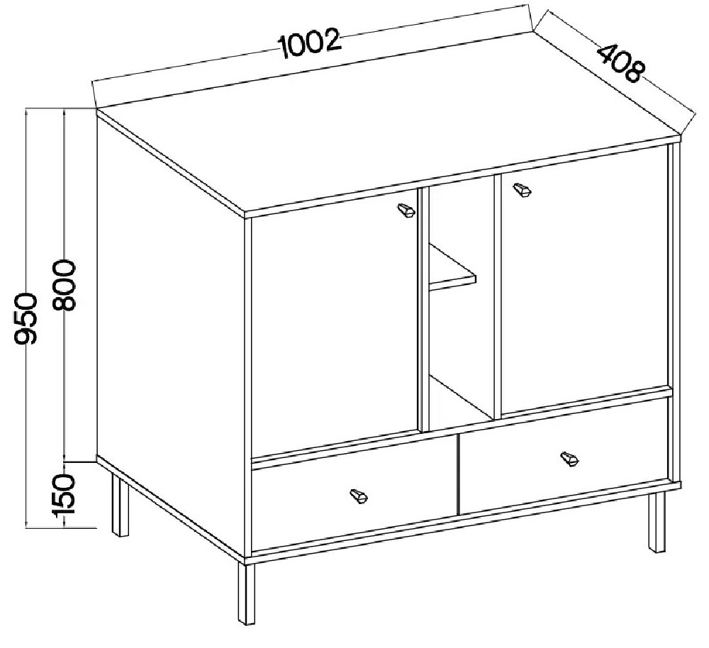 Dwudrzwiowa komoda z szufladami TOKYO 100 cm, do salonu, beż piaskowy, nogi proste | Komody na nóżkach Desire Furniture