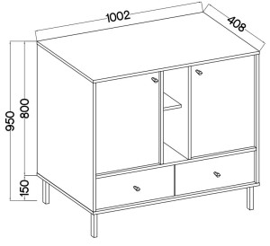 Dwudrzwiowa komoda z szufladami TOKYO 100 cm, do salonu, czarny grafit, nogi proste | Komody na nóżkach Desire Furniture