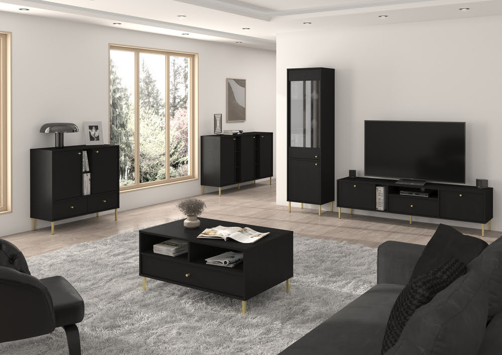 komoda z szufladami TOKYO 100 cm do salonu czarny grafit