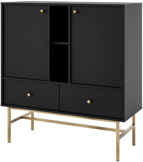 dwudrzwiowa komoda z szufladami TOKYO 100 cm czarny grafit stelaż