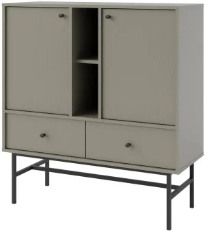 Dwudrzwiowa komoda z szufladami TOKYO 100 cm, do salonu, eukaliptus, stelaż