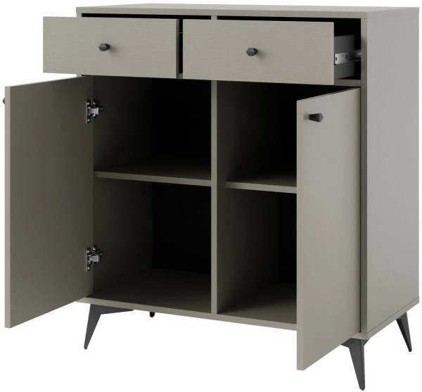 nowoczesna mała komoda TOKYO 84 cm eukaliptus nogi rozgwiazda