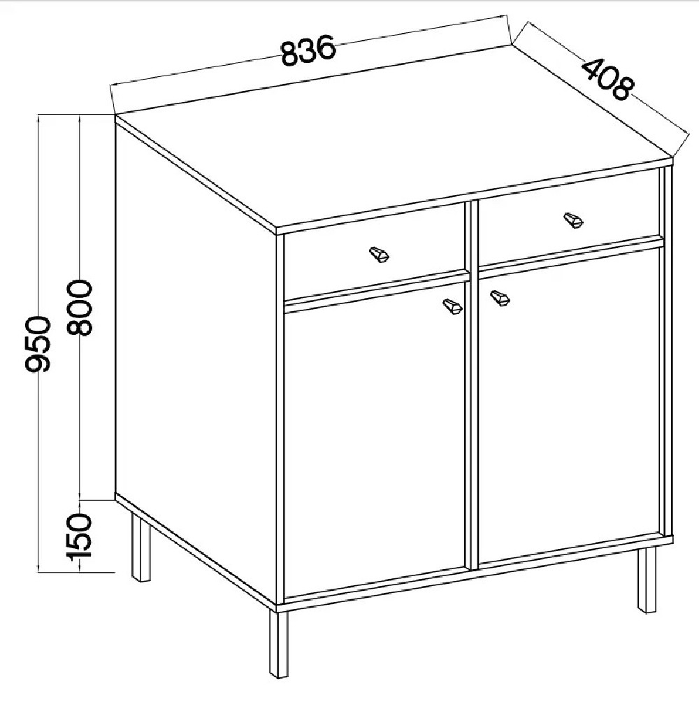 Nowoczesna mała komoda z szufladami i drzwiami TOKYO 84 cm, do salonu, beż piaskowy, nogi proste | Komody z szufladami Desire Furniture