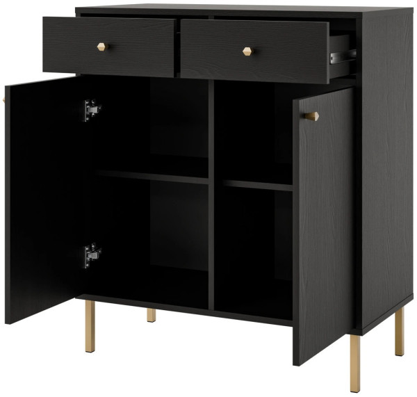 nowoczesna mała komoda TOKYO 84 cm czarny grafit nogi proste