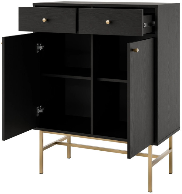 nowoczesna mała komoda TOKYO 84 cm czarny grafit stelaż