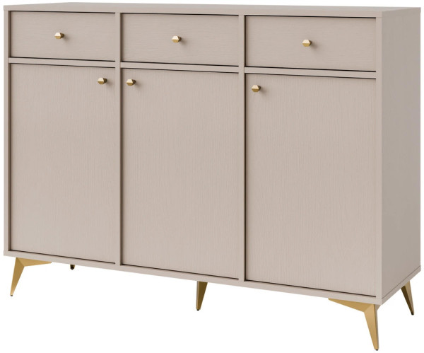 Duża komoda z szufladami TOKYO 124,5 cm, do salonu, beż piaskowy, nogi rozgwiazda