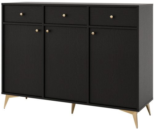 duża komoda z szufladami TOKYO 124,5 cm czarny grafit nogi rozgwiazda