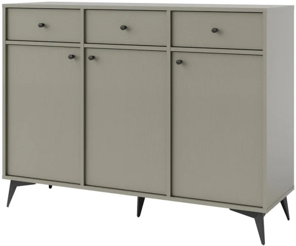 Duża komoda z szufladami TOKYO 124,5 cm, do salonu, eukaliptus, nogi rozgwiazda