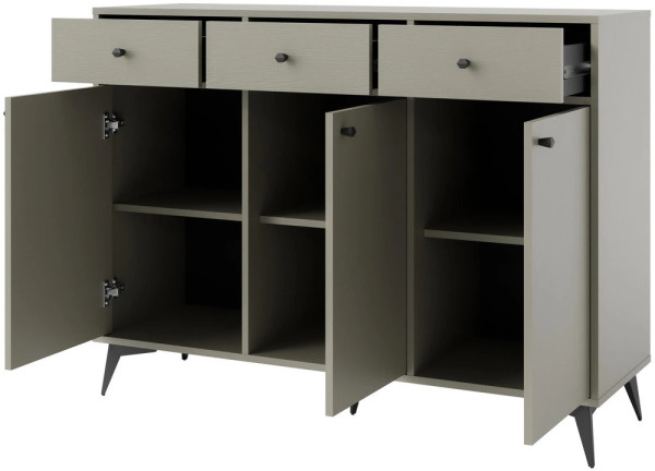 duża komoda z szufladami TOKYO 124,5 cm eukaliptus nogi rozgwiazda