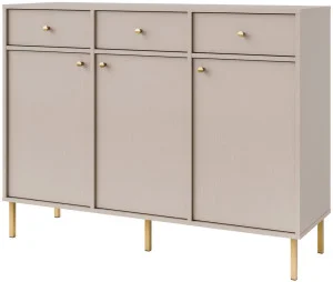 Duża komoda z szufladami TOKYO 124,5 cm, do salonu, beż piaskowy, nogi proste