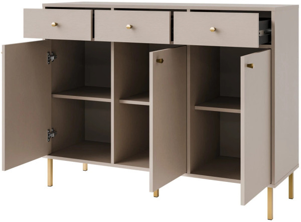 duża komoda z szufladami TOKYO 124,5 cm beż piaskowy nogi proste