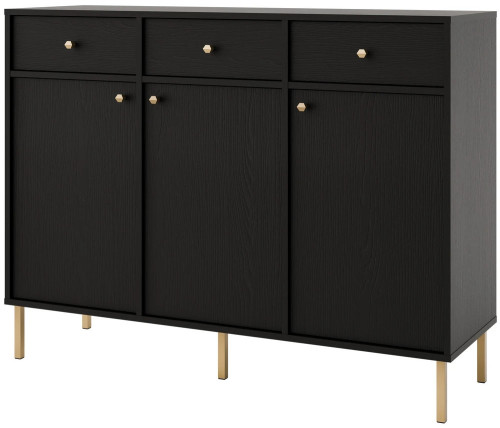 duża komoda z szufladami TOKYO 124,5 cm czarny grafit nogi proste