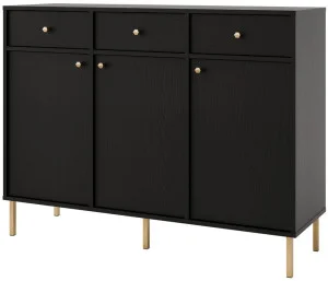 Duża komoda z szufladami TOKYO 124,5 cm, do salonu, czarny grafit, nogi proste