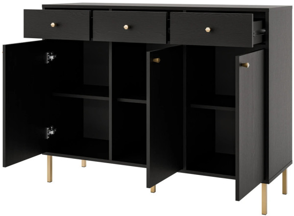duża komoda z szufladami TOKYO 124,5 cm czarny grafit nogi proste