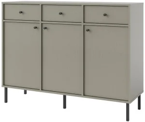 Duża komoda z szufladami TOKYO 124,5 cm, do salonu, eukaliptus, nogi proste