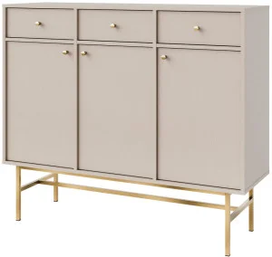 Duża komoda z szufladami TOKYO 124,5 cm, do salonu, beż piaskowy, stelaż